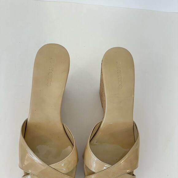 Jimmy Choo Cork Platform Wedge Slip-On Sandals Shoes Brown | IT 41 (US 11) - Picture 4 of 14